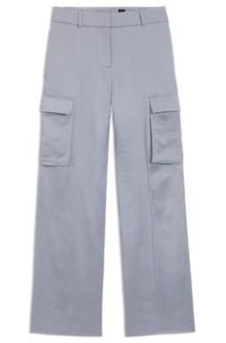 BOSS Regular-fit trousers in sateen - Light Blue Women's Formal Pants