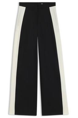 BOSS Regular-fit trousers with colour-blocking - Black Women's Formal Pants