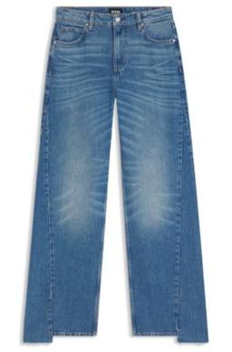 BOSS Relaxed-fit jeans with stepped hems - Dark Blue Women's Pants