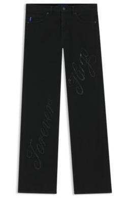 HUGO Slim-fit jeans with rhinestone logos - Black Women's Pants