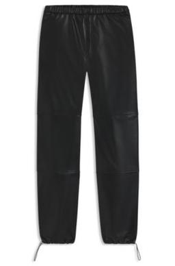 HUGO Wide-leg parachute trousers in faux leather - Black Women's Pants
