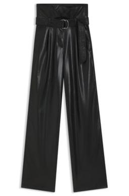 BOSS Straight-leg trousers in faux leather - Black Women's Pants