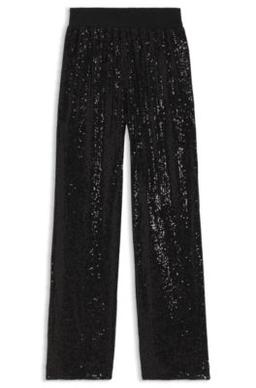 BOSS Wide-leg trousers with sequin embellishments - Black Women's Pants