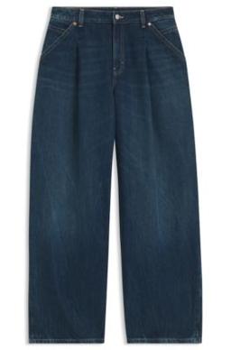 BOSS Wide-leg jeans with front pleats - Dark Blue Women's Pants