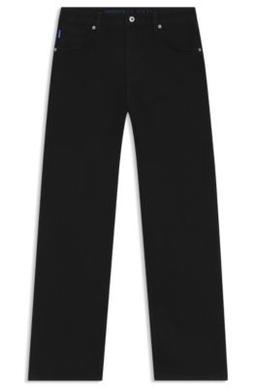 HUGO Loose-fit jeans in black stretch denim - Black Women's Pants