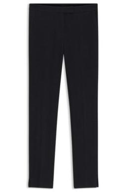 BOSS Crease-resistant slim-fit trousers in herringbone jersey - Dark Blue Women's Formal Pants