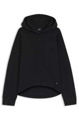BOSS Cotton-blend hoodie with Double B monogram - Black Women's Sweatshirts