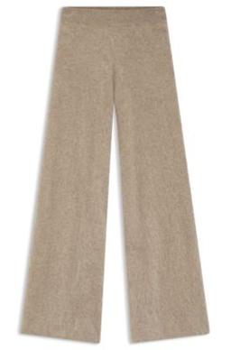 BOSS Washed-cashmere trousers with wide leg - Dark Grey Women's Pants