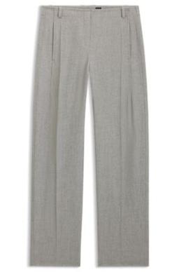 BOSS Regular-fit trousers in sharkskin twill - Silver Women's Formal Pants