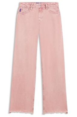 HUGO Pink loose-fit jeans in rigid denim - light pink Women's Pants