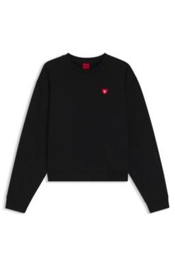 HUGO Heart-logo sweatshirt in cotton terry - Black Women's Sweatshirts