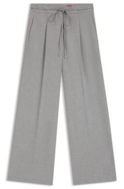 HUGO Regular-fit trousers with wide leg - Light Grey Women's Formal Pants