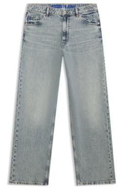 HUGO Ocean-blue loose-fit jeans in rigid denim - Blue Women's Pants