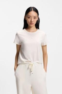 BOSS Mercerised-cotton T-shirt in a regular fit - White Women's T-Shirts