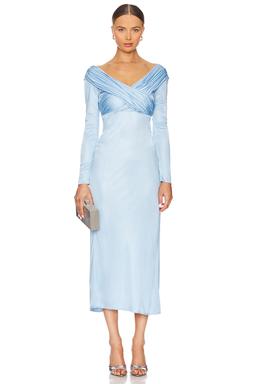 Long Sleeve Draped Jersey Dress