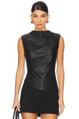 Leather Ruched Top