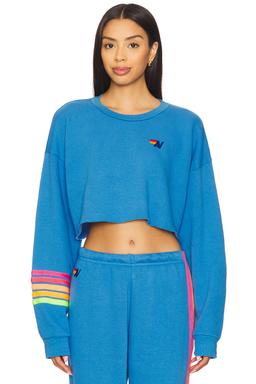 Rugby Stitch Relaxed Cropped Crew Sweatshirt