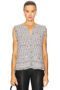 Long Tweed Vest With Fringe