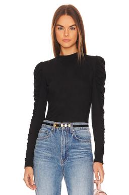 Shirred Sleeve Turtleneck Top
