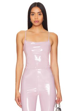 Faux Patent Leather Cami Bodysuit