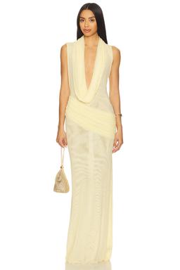Plunge Neckline Sleeveless Gown