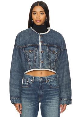 Oversized Cropped Denim Jacket