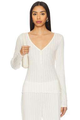 Pointelle V Neck Henley