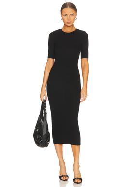 Half Sleeve Crew Midi Dress