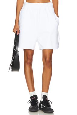 White Embroidered Fleece Shorts