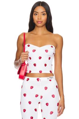 Raspberry Print Bustier Top