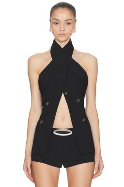 Wrap Lapel Halter Top