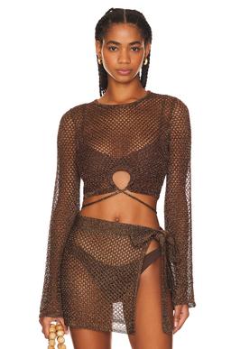 x REVOLVE Sana Metallic Open Stitch Top