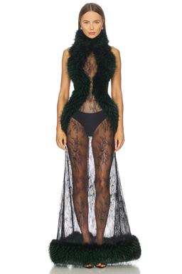 Valentina Lace Fur Gown