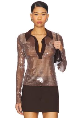 Sequin Polo Top