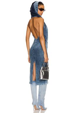 Open Back Cowl Neck Hoodie Dress