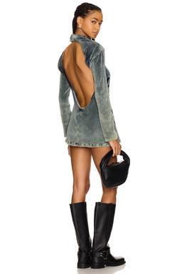 Twisted Front Open Back Plush Dress