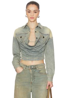 Swing Pleat Denim Shirt