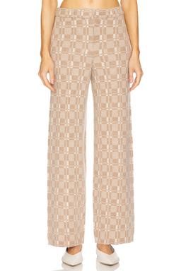 Luxe Plaid Jacquard Wide Leg Trouser