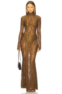 x REVOLVE Long Sleeve Turtleneck Fishtail Gown