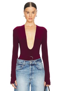 x REVOLVE Long Sleeve Deep U Neck Bodysuit