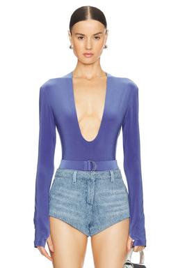 Long Sleeve Deep U Neck Bodysuit