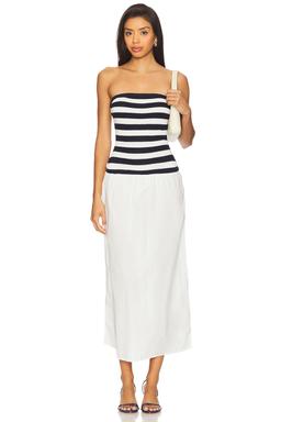 Crochet Knit Poplin Maxi Dress