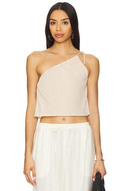 Textured Gauze One-shoulder Top