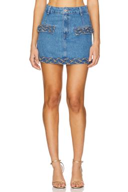 Braided Denim Mini Skirt