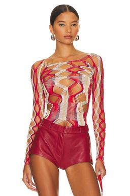 Marina Top Shapewear Fishnet Boat Neck Top