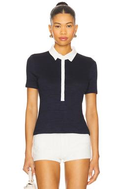 Knit Button Short Sleeve Polo Top