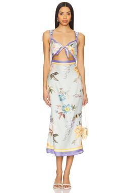 Floral Silk Twill Midi Dress