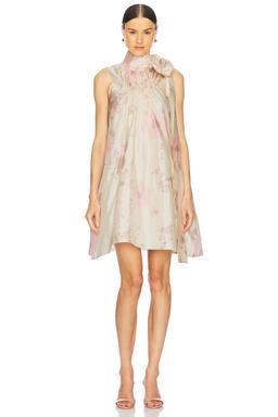 Printed Bow Mini Dress