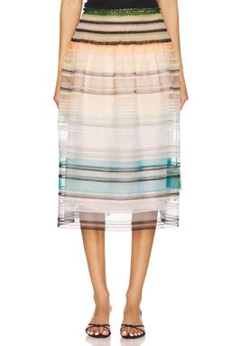 Striped Smocked Maxi Skirt