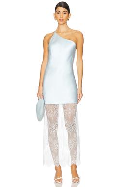 Labyrinth Lace One Shoulder Cowl Maxi Dress